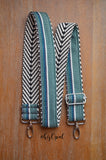 Hand Made Purse Strap, "Minty Fresh Greens" Chevron Back, Adjustable Strap, approx. 25.5 to 43.5 inches