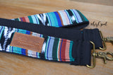 Hand Made Purse Strap, "Blue Lagoon" Black Back, Cross Body, Over the Shoulder Strap, 44 inches