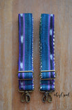 Hand Made, Adjustable Backpack Straps, "Purple and Blue" Black and White Chevron Back, purse strap