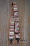 Hand Made Adjustable Purse Strap, Neutral Stripes, Camel Back, 28 to 49 inches