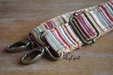 Hand Made Adjustable Purse Strap, Neutral Stripes, Camel Back, 28 to 49 inches