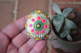 Beach Mandala, Hand Painted Rock, Mandala Stone, Beachy Colors Mandala