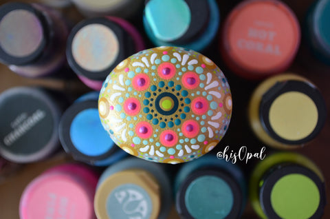 Beach Mandala, Hand Painted Rock, Mandala Stone, Beachy Colors Mandala