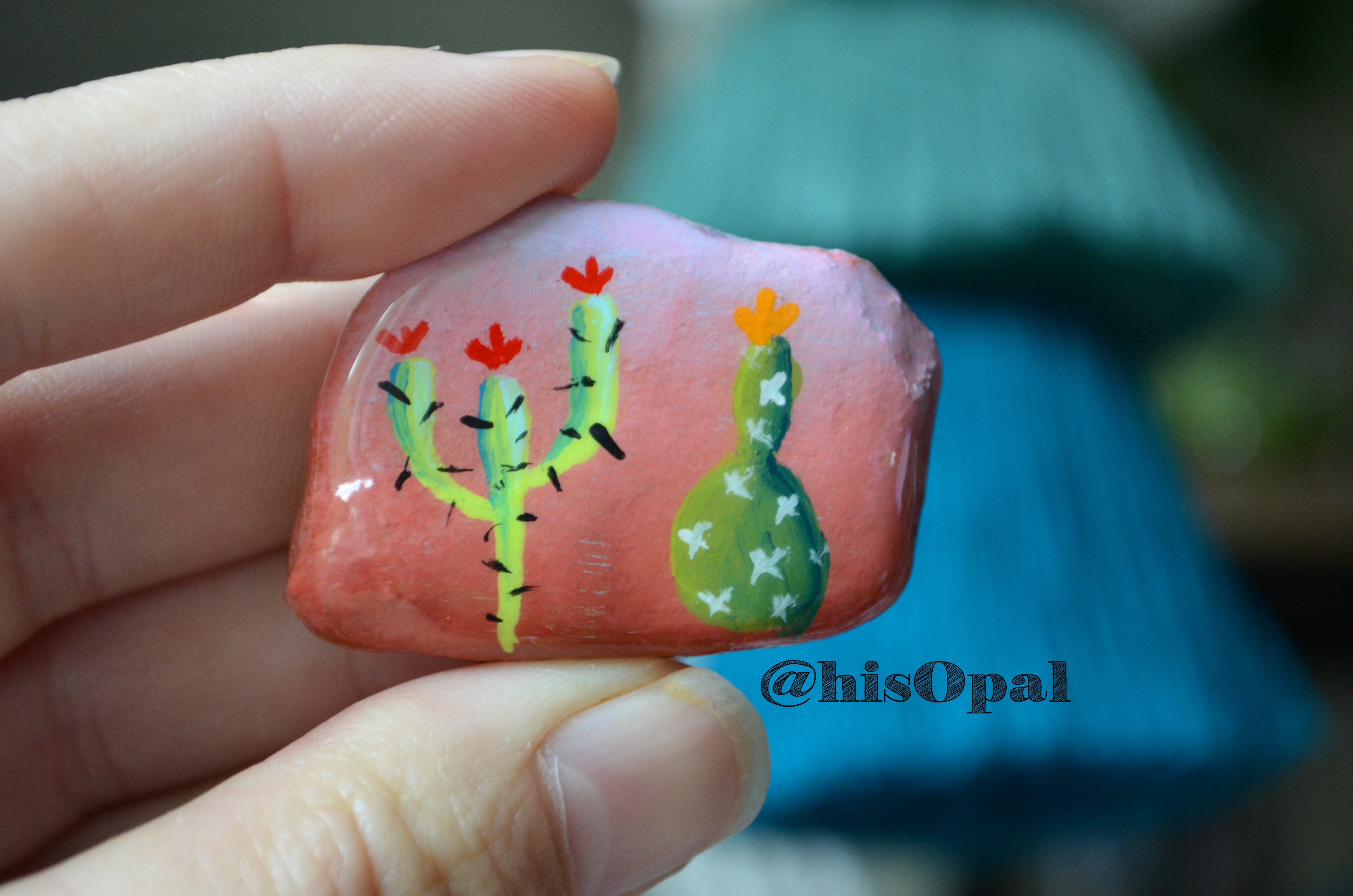 Cactus Fridge Magnet, Painted Rock Magnet, Mini Cactus Magnet, Refrige ...