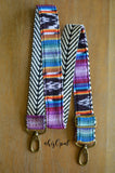 Hand Made Purse Strap, "Bird of Paradise" Chevron Back, Adjustable Strap, approx. 27 to 46 inches