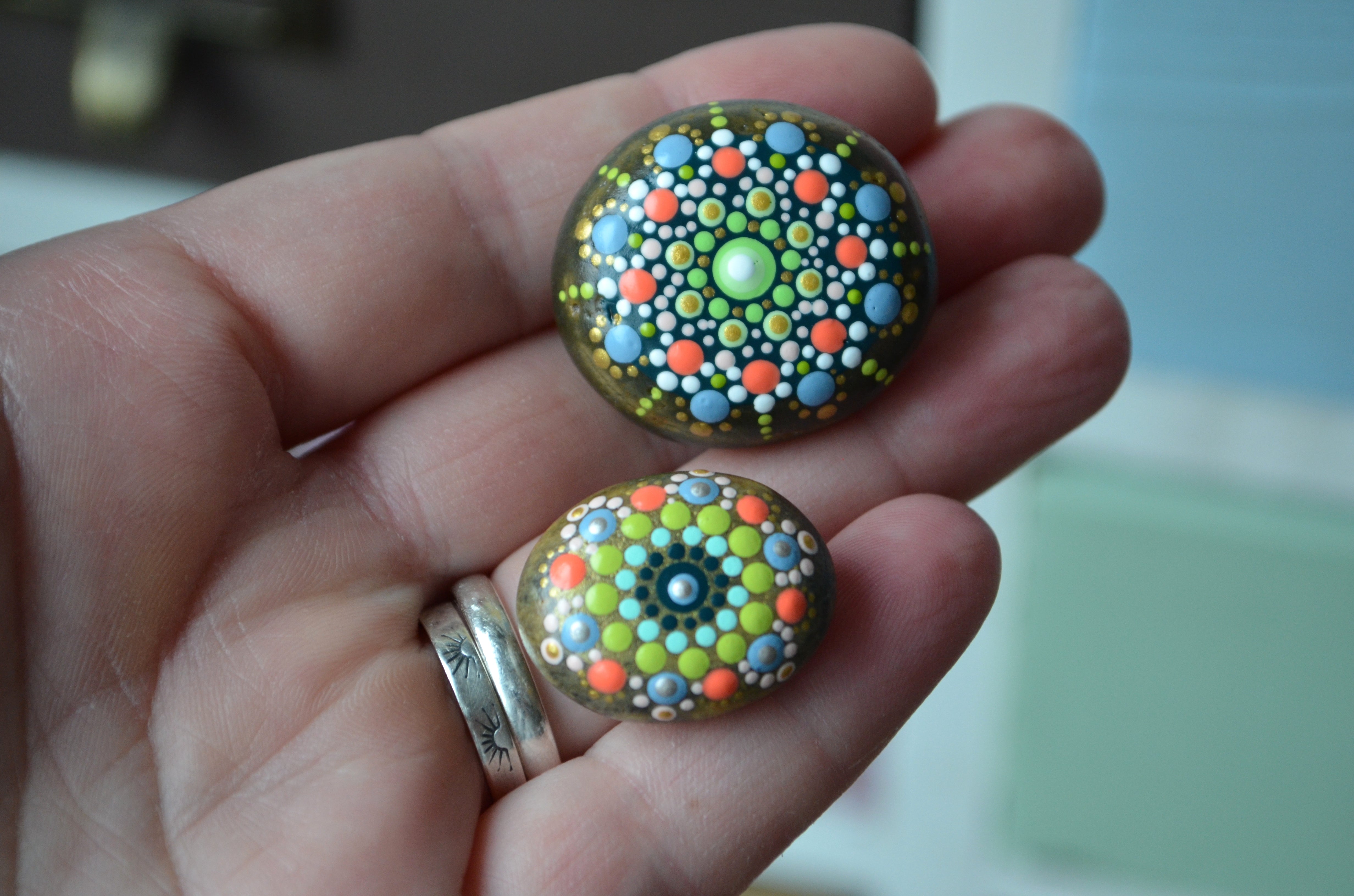Set of 4 Beautiful Mandala Themed - 1.5 Inch Button - Magnets or