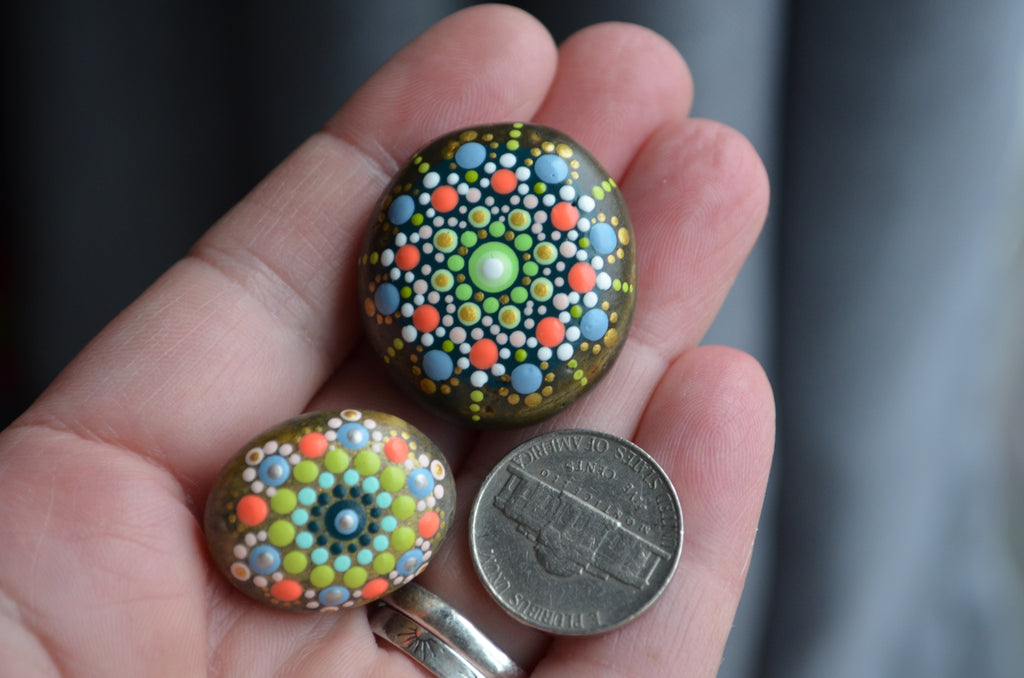 Set of 4 Beautiful Mandala Themed - 1.5 Inch Button - Magnets or