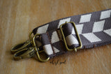 Hand Made Purse Strap, Brown Chevron, Adjustable Cross Body Strap, 26 to 44.5 inches