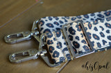 Hand Made Purse Strap, "Leopard" Black Back, Adjustable Strap 26 to 44 inches