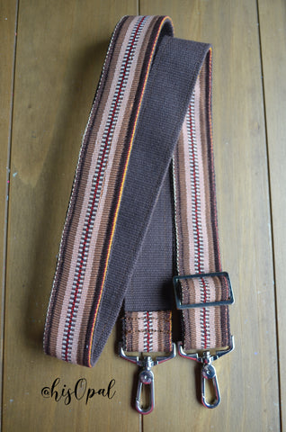 Hand Made Purse Strap, "Esperanza" Brown Back, Adjustable Strap, 27.5 to 47.5 inches