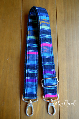 Hand Made Purse Strap, "Like Luna" Navy Back, Adjustable Strap, approx. 25 to 44 inches