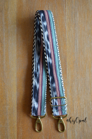 Hand Made Purse Strap, OOAK "Moonlight Orchid" Chevron Back, Adjustable Strap, approx. 28 to 48 inches