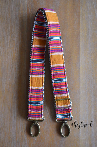 Hand Made Purse Strap, "Sedona" Chevron Back, Adjustable Strap, approx. 27.5 to 47 inches