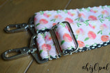 Hand Made Adjustable Purse Strap, Summer Peaches, Chevron Back, 26 to 44.5 inches