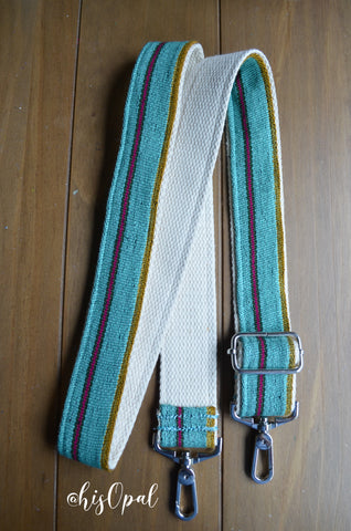 Hand Made Purse Strap, "Baja" Cream Back, Adjustable Strap, 28 to 48.5 inches