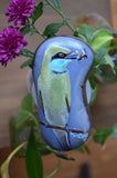 Bird Painted Rock, Hand Painted Stone, Bird Watching, Bird Art, Green Bee Eater, Bird Art