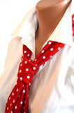 Women's Neck Tie Red with White Polka Dot Print Neck Bow Lightweight Scarf Hair Tie Ladie's Ascot - hisOpal Swimwear - 4