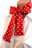 Women's Neck Tie Red with White Polka Dot Print Neck Bow Lightweight Scarf Hair Tie Ladie's Ascot - hisOpal Swimwear - 3