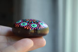 Hand Painted Sea Bean, Mini Mandala, drift seed, Neon Mandala, painted rock section